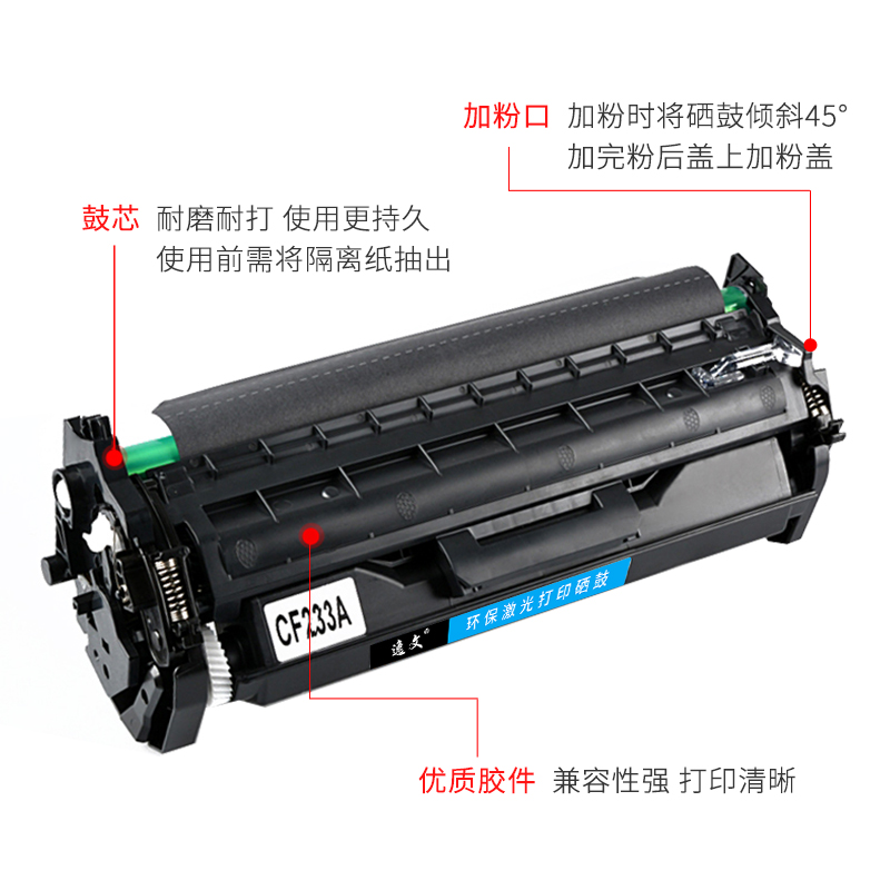 适用惠普CF233A粉盒HP Laser Jet ultra M106w打印机碳粉硒鼓仓M134A墨盒M134fn激光打印粉盒234A易加粉晒鼓-图3