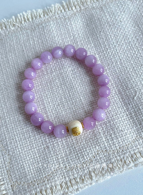 日出珊瑚925银天然紫锂辉粉水晶珍珠猛犸檀香手链手串桃花之石