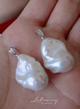 天然大巴洛克鱼尾异形珍珠项链女925纯银吊坠单颗幽灵强光复古