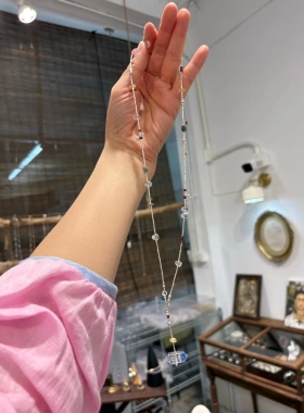 泰国清迈手工925纯银天然珍珠水晶项链女款锁骨链颈链配饰小众y