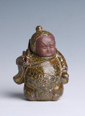 钧瓷门神哼哈二将客厅招财纳福陶瓷乔迁新居工艺品艺术品摆件神垕