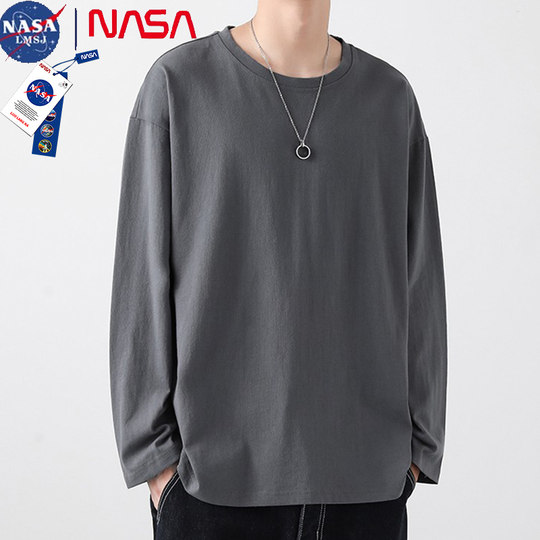 NASA joint heavyweight pure cotton T-shirt men's long sleeves
