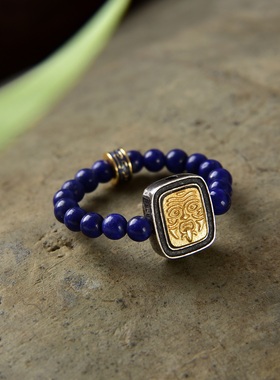 天然青金石戒圈克兰因蓝显白女士时尚招财扎基拉姆戒指指环戒指女