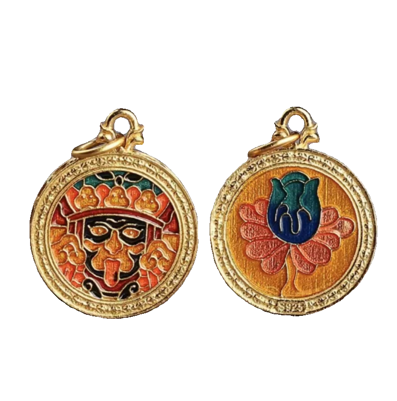 吊坠925银【扎基拉姆】珐琅彩招财项链古法金烧蓝国潮吊坠配饰 - 图3