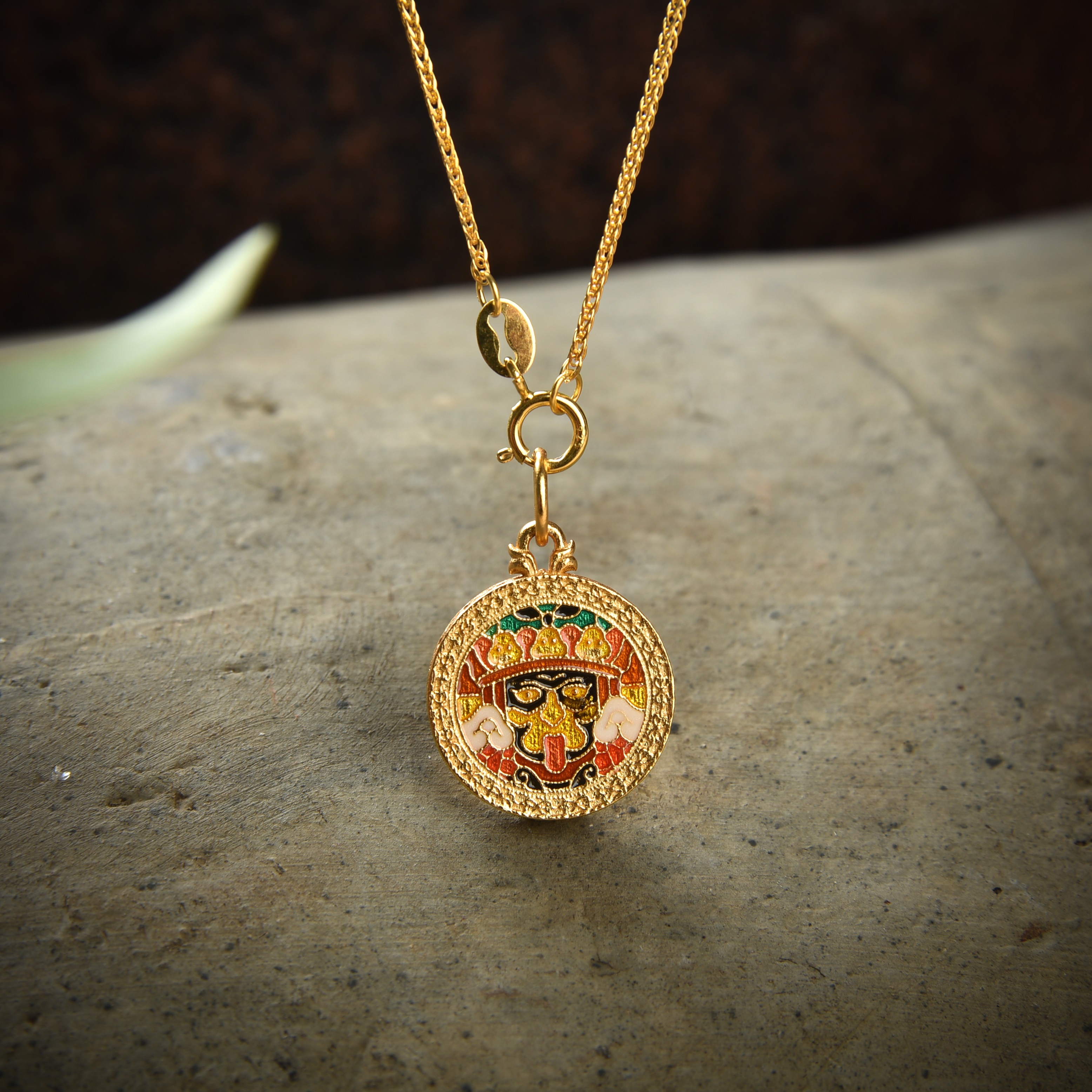 吊坠925银【扎基拉姆】珐琅彩招财项链古法金烧蓝国潮吊坠配饰 - 图0