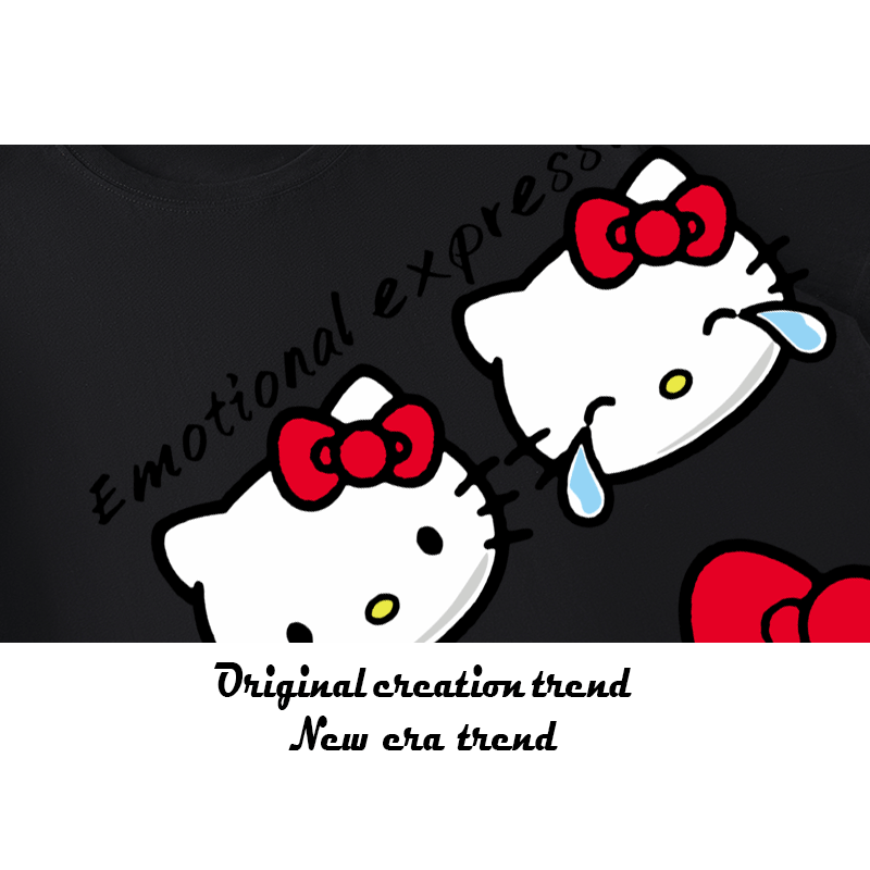 夏季潮牌hellokitty短袖女T恤甜美哈喽凯蒂猫上衣纯棉衣服 - 图2