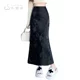 American retro suede skirt with high waist and slimming look