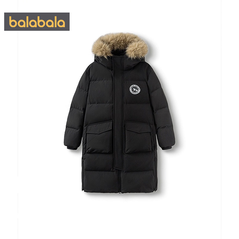 巴拉巴拉儿童羽绒服男童女童黑色长款外套冬装新款童装中大童宝宝,淘宝优惠券,粉丝福利购,淘宝优惠卷