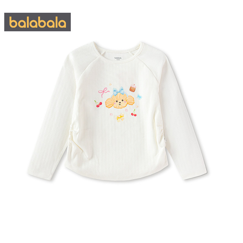 【商场同款】巴拉巴拉女童长袖t恤宝宝白色上衣春秋款童装儿童短t,淘宝优惠券,粉丝福利购,淘宝优惠卷