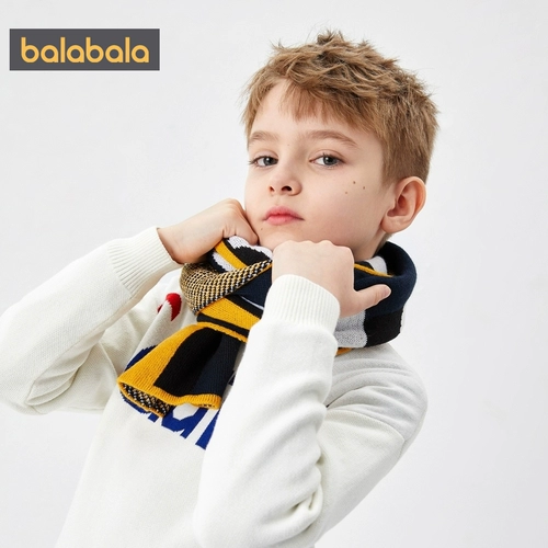 巴拉巴拉 Трикотажный удерживающий тепло демисезонный универсальный шарф для мальчиков, детский шарф-платок, подходит для подростков, в западном стиле