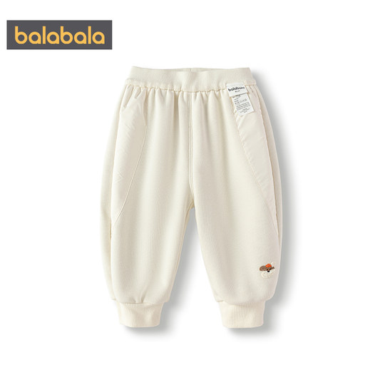 巴拉巴拉宝宝裤子男童女童白色运动裤冬季新款童装儿童加绒长裤厚