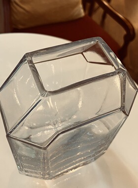 忠俊 现代风几何线条透明水晶玻璃花瓶