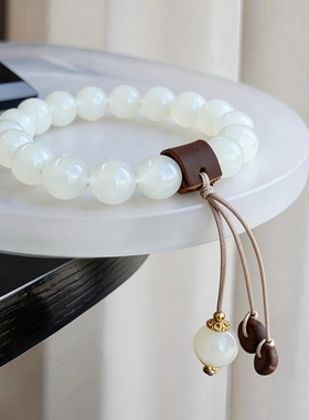 天然白玉手链女款轻奢小众设计感手串送女友闺蜜礼物