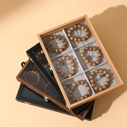 大号防尘天窗带盖手镯收纳盒佛珠文玩手串收藏箱佛串手链饰品盒子 - 图0