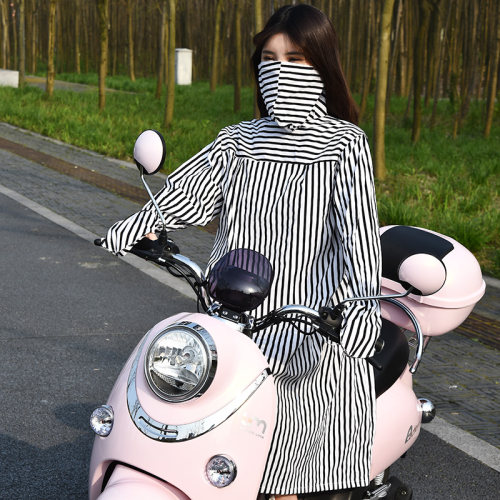 电动车防晒衣女夏长款防紫外线骑车全身纯棉开摩托车遮阳长袖披肩 - 图1
