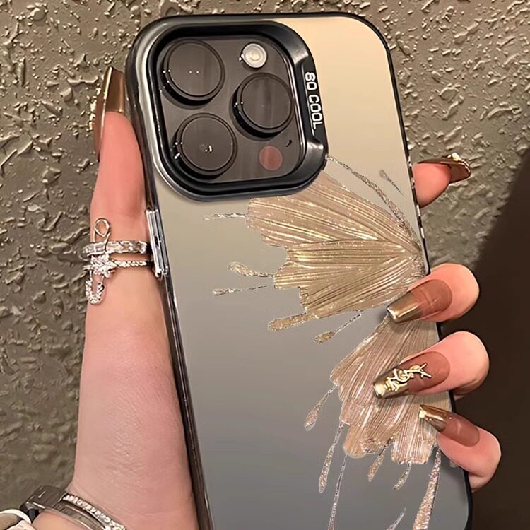 银色蝴蝶苹果手机壳16promax小米15情侣iphone14华为mate60pro新款pura70荣耀vivo红米k80note一加opporeno13