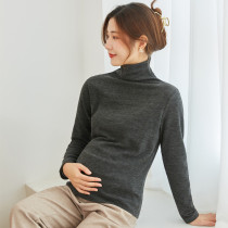 Pregnant womans undershirt autumn winter inner lap female double face grinding wool cashmere high collar blouse fashion style pile collar warm clothes