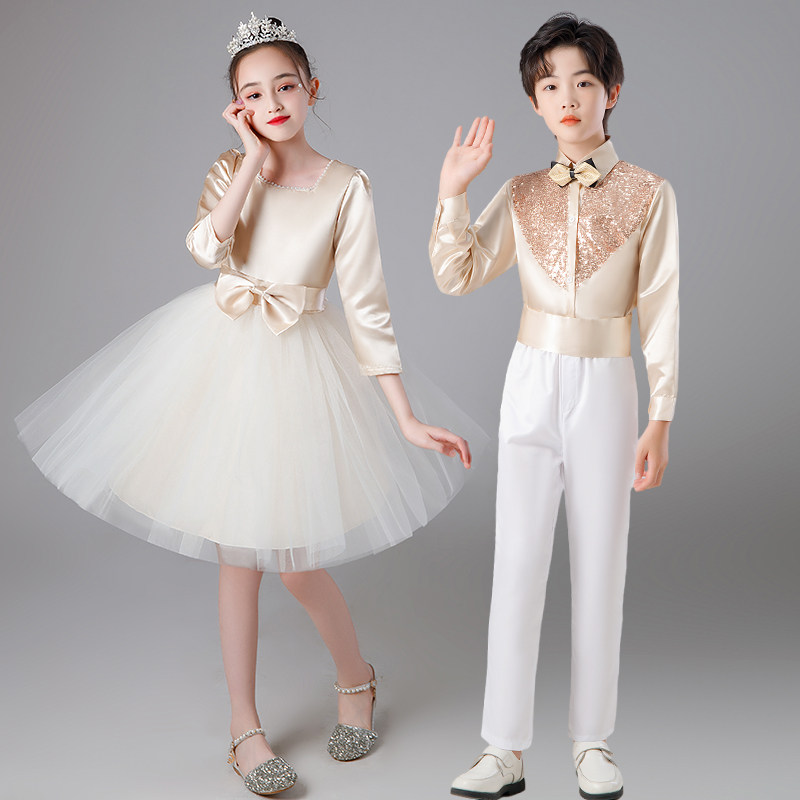 中小学生大合唱演出礼服集体诗歌朗诵比赛表演服蓬蓬公主裙长裙,淘宝优惠券,粉丝福利购,淘宝优惠卷