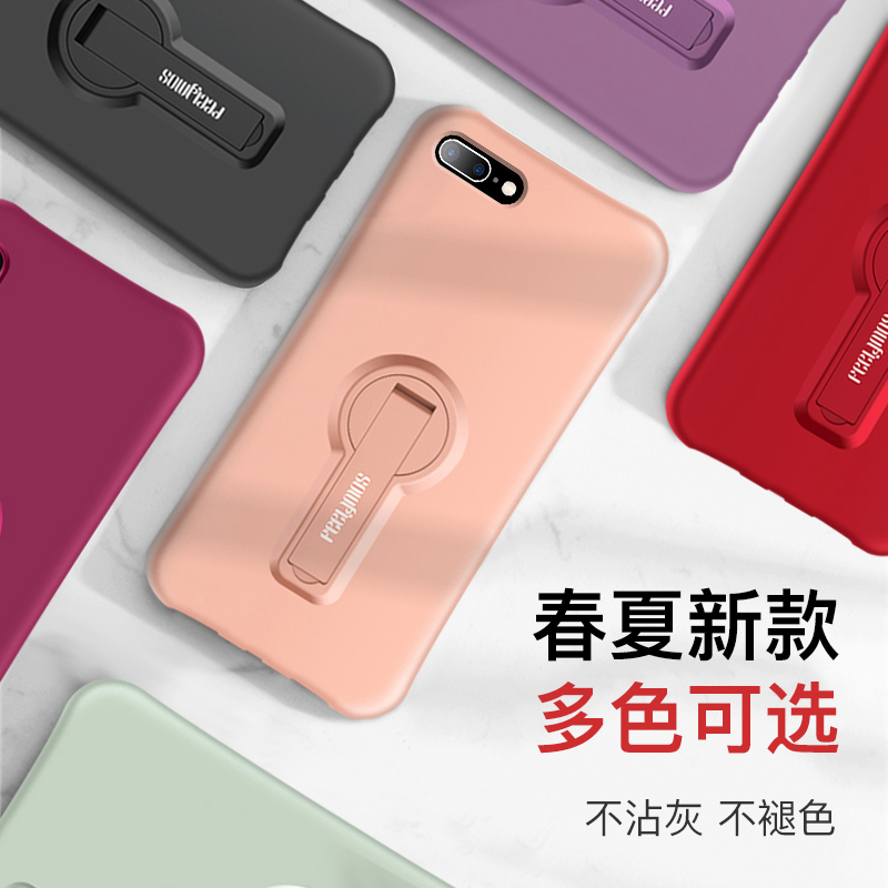 iphone6splus手机壳新款2022年苹果6s液态硅胶iPhone 7plus个性创意8plus女款苹果7自带支架果8气垫防摔SE套-图0