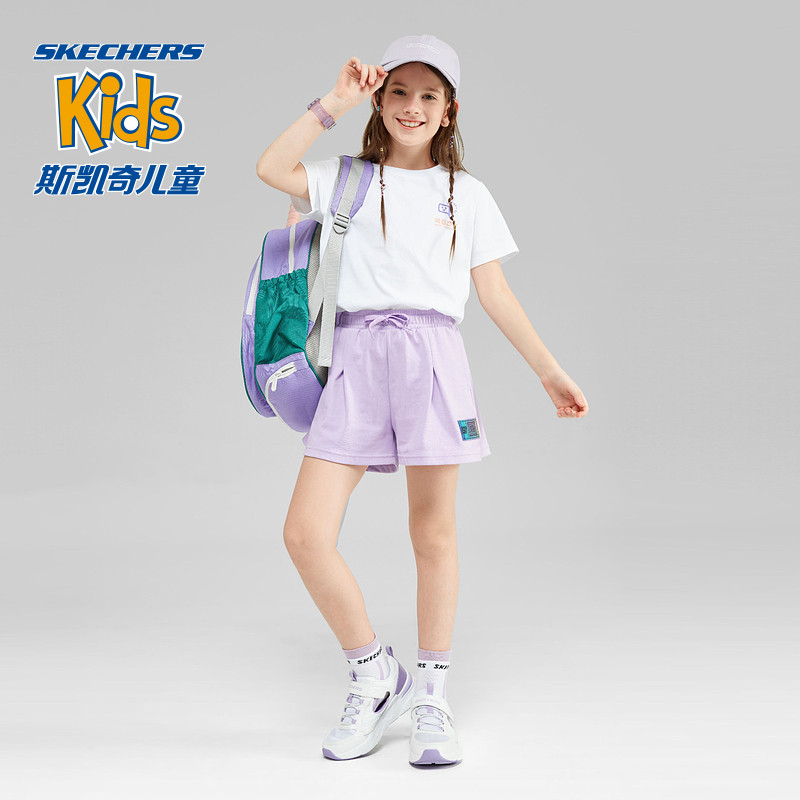 斯凯奇冰肌科技女童短裤2023运动裤 skechers童鞋裤子