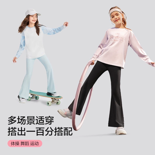 Skechers, штаны-клёш, тонкие черные штаны, спортивные леггинсы, детская одежда, защита от солнца, облегающий крой