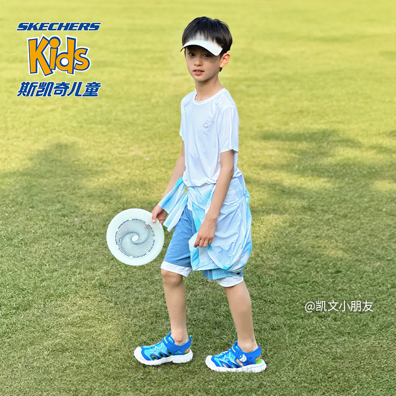 【海底小纵队联名】斯凯奇男童夏季运动休闲包头凉鞋时尚沙滩童鞋