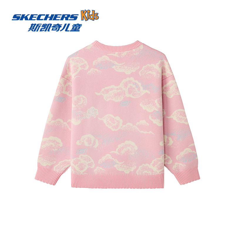 Skechers斯凯奇女童云纹渐变印花毛织卫衣冬季儿童休闲保暖上衣,淘宝优惠券,粉丝福利购,淘宝优惠卷