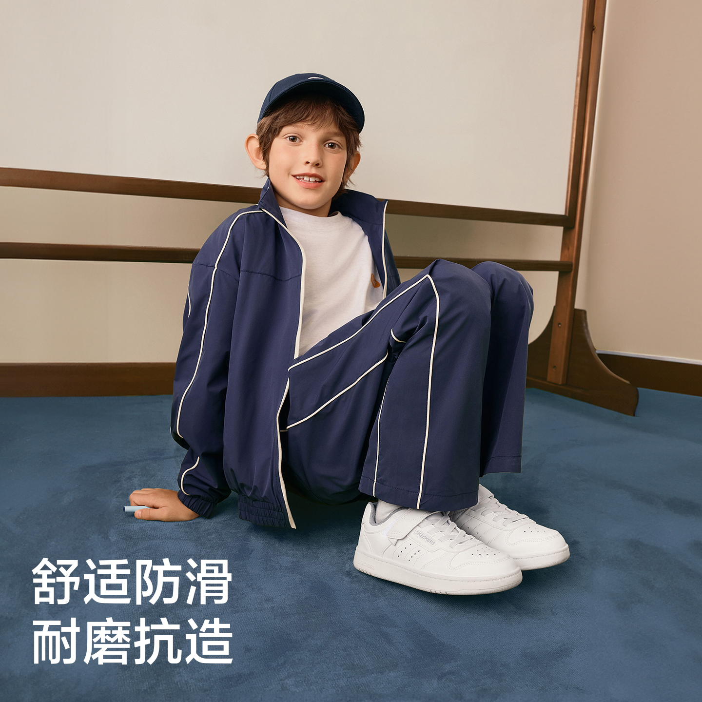 Skechers斯凯奇儿童秋冬红色低帮板鞋休闲运动鞋轻便中大童小白鞋