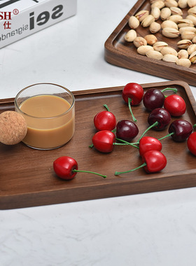 北欧黑胡桃木实木干泡家用托盘