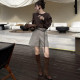 LIU SINYA old money four-quarter pants cotton + wool high waist harem age-reducing loose slimming shorts