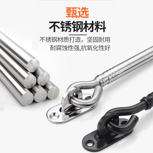 窗钩门栓插销门扣锁扣卡扣锁门神器免打孔不锈钢推拉门挂锁防盗 - 图2