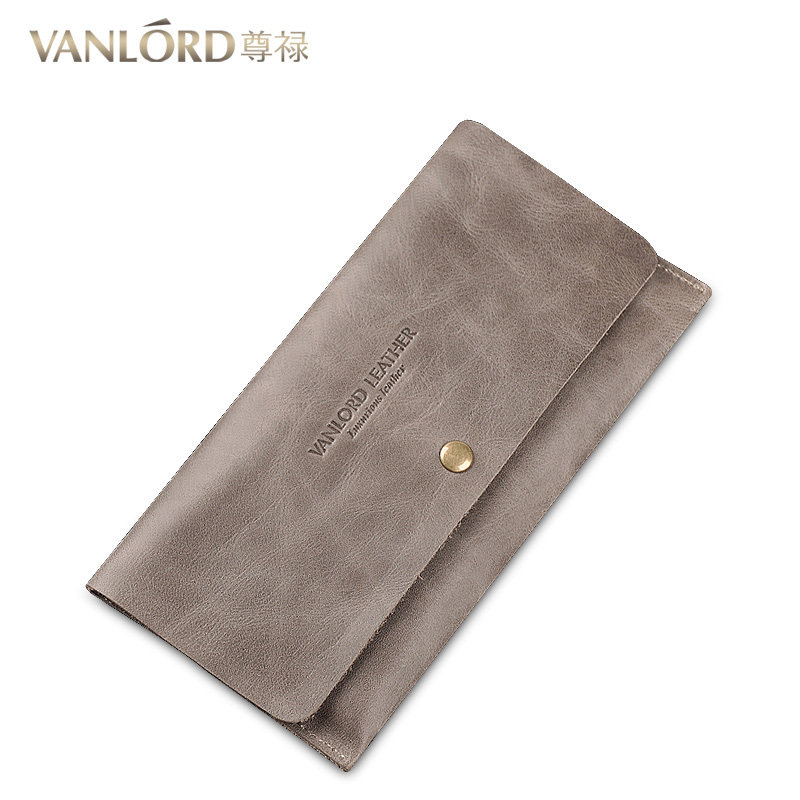 男超薄头层牛皮女式长款青年手机包 vanlord尊禄钱包