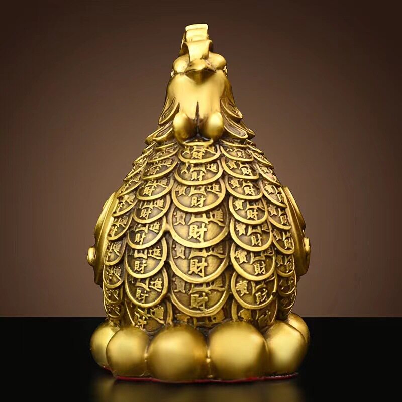 铜母鸡金钱日进斗金母鸡金鸡下蛋招财生肖鸡客厅办公室桌面工艺品