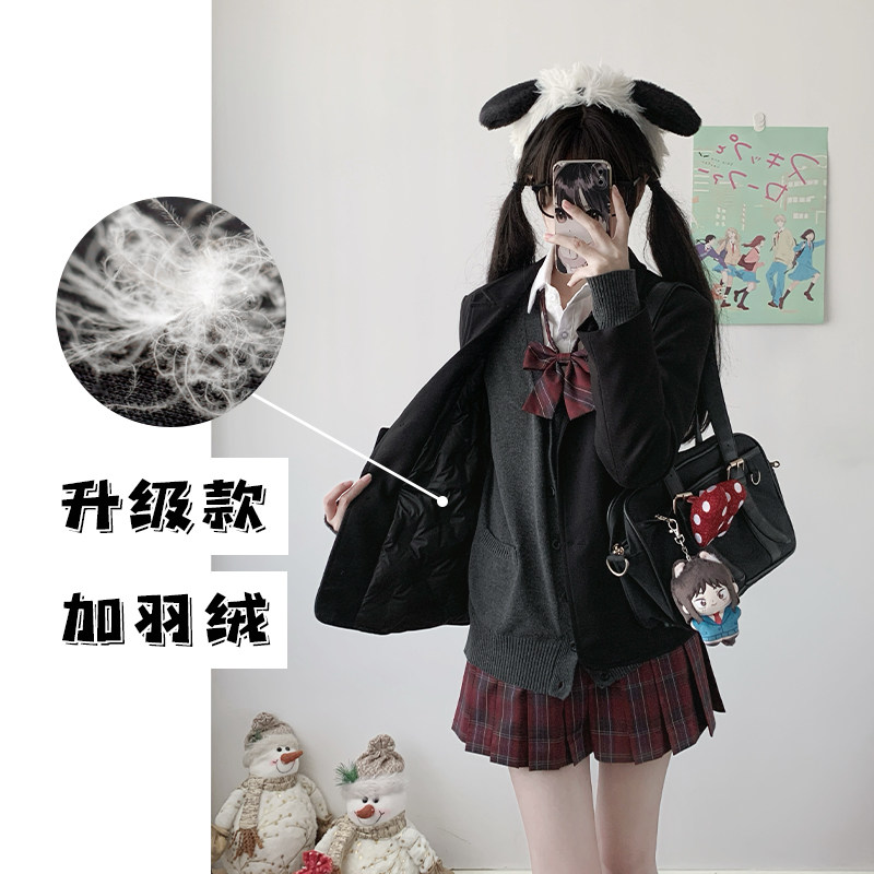 羽绒西服【津羽中】学院风学生西装宽松基础款外套搭配JK制服格裙,淘宝优惠券,粉丝福利购,淘宝优惠卷