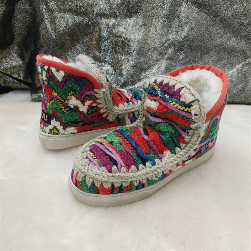 高版2025冬季新款mou民族风小香风羊皮毛一体平跟雪地靴女拼色潮,淘宝优惠券,粉丝福利购,淘宝优惠卷