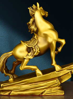 纯黄铜马摆件一马当先马到成功十二生肖马家居客厅创意装饰送礼品