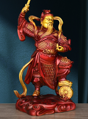 铜王灵官摆件三眼灵官王天君神像黄铜护法雷公火神像家用客厅供奉