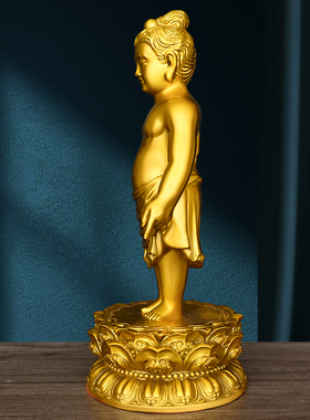 纯黄铜太子佛摆件释迦摩尼浴佛铜像家居店铺公司佛堂供奉装饰礼品