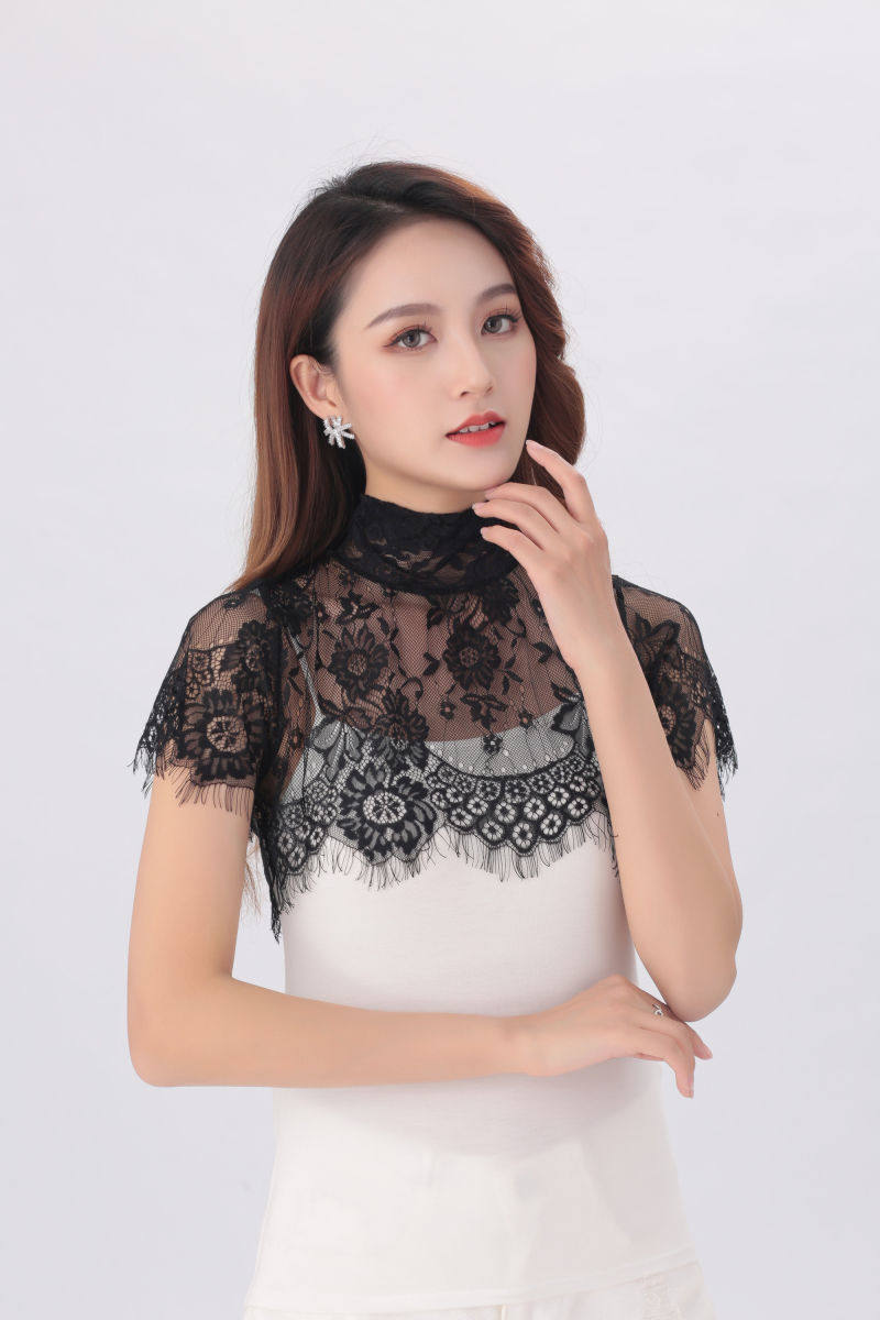 2023夏季新款蕾丝假领子女百搭薄款花边镂空短袖内搭假衣领立领