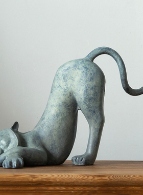 古铜官黄铜中式办公室铜虎摆件