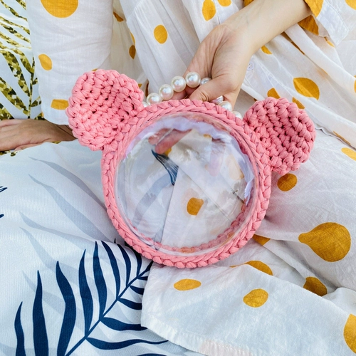 Вязаная сумка ручной работы, набор материалов, кролик, прозрачный ремешок для сумки, рюкзак, с медвежатами, «сделай сам»