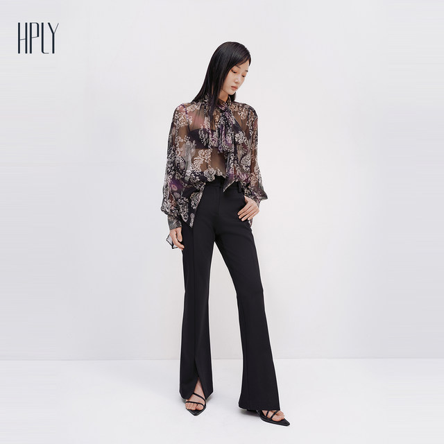 HPLY 25 summer ໃຫມ່ຂອງແມ່ຍິງ mulberry silk ພິມເສື້ອ commuter ອ່ອນແລະ elegant