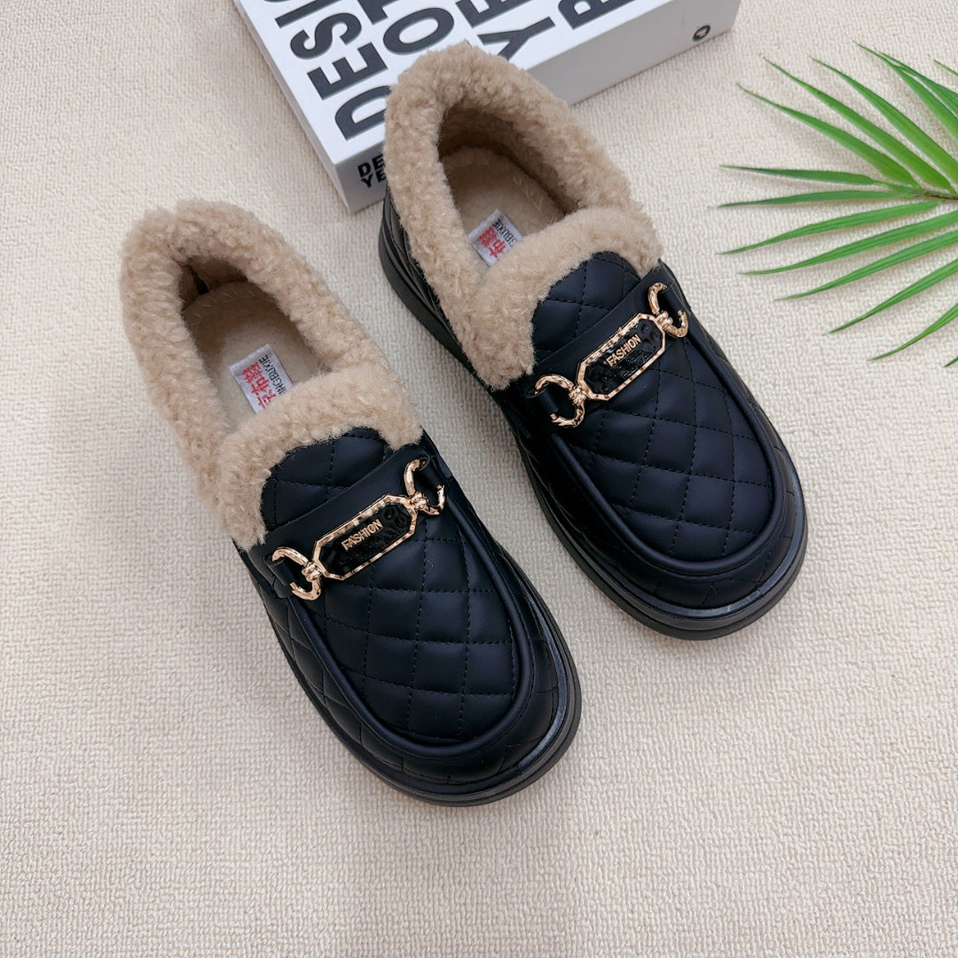 冬季新款加绒保暖豆豆鞋女外穿老北京布鞋加厚一脚蹬厚底乐福棉鞋,淘宝优惠券,粉丝福利购,淘宝优惠卷