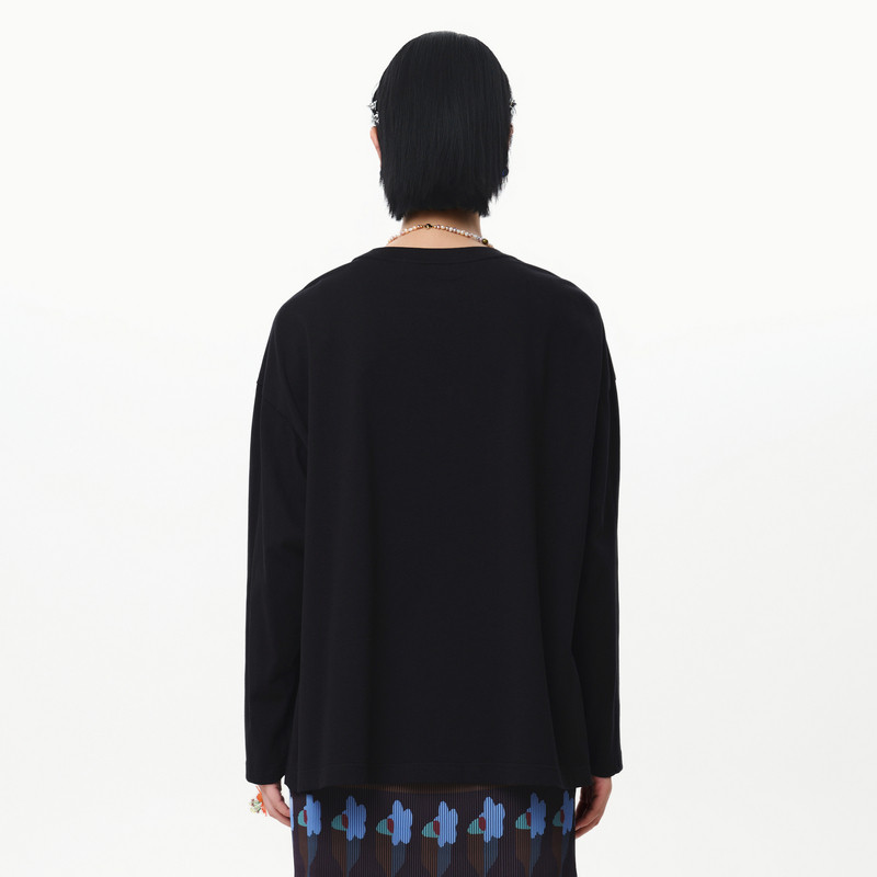 MOVEUP幻走2025春季新款.FUN系列纯棉罗纹圆领短款打底长袖T恤女 - 图1