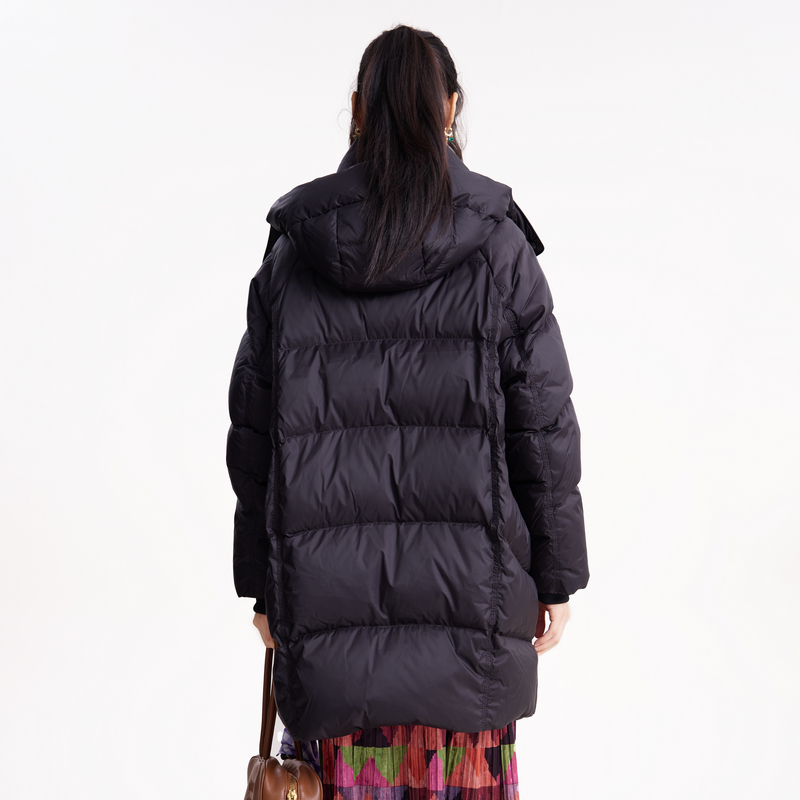 MOVEUP幻走2025冬季新款.FUN系列三防连帽罗纹袖鸭绒长款羽绒服 - 图1