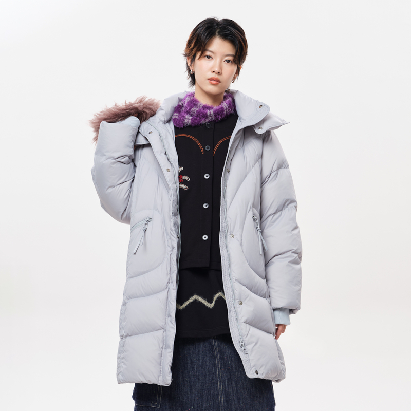 MOVEUP幻走2025冬季新款.FUN系列三防连帽罗纹袖鸭绒长款羽绒服 - 图0