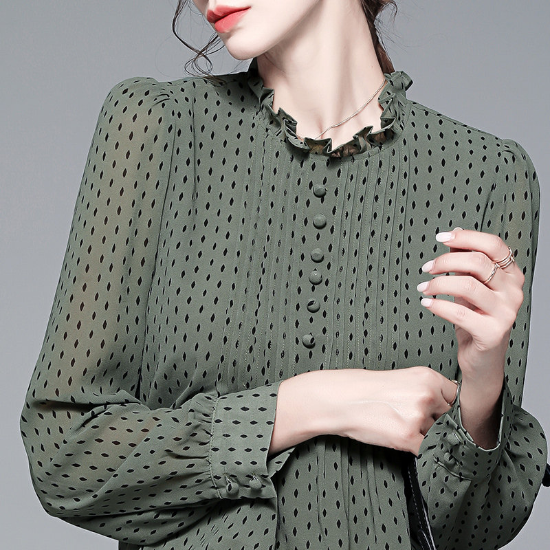 早秋新款2020复古波点木耳领衬衫 拉墨客衬衫