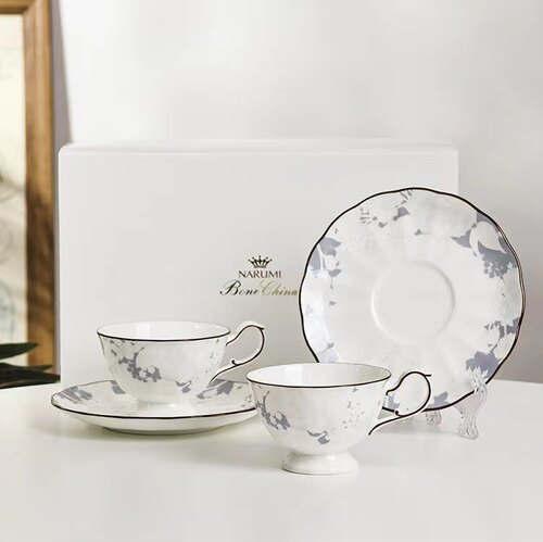 现货日本鸣海NARUMI白蔷薇咖啡杯对杯碟茶杯水杯杯碟新婚礼物 - 图3