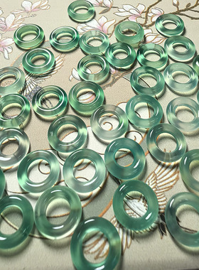 12mm圈圈大孔绿色圆环玛瑙绿玛瑙圆玛瑙手链 diy 平安扣 连接圈
