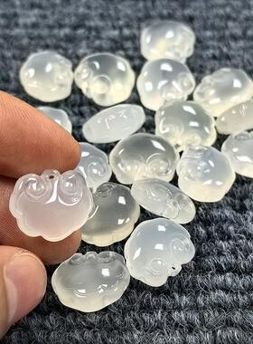 白玛瑙如意小滴溜双面雕刻宝宝锁背云散件DIY手绳配件